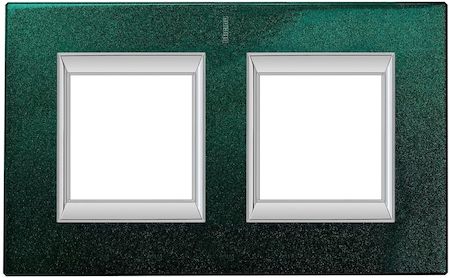 BTicino HA4802/2VS Axolute декоративные накладки прямоугольной формы, лакированные, цвет малахит, на 2+2 модуля