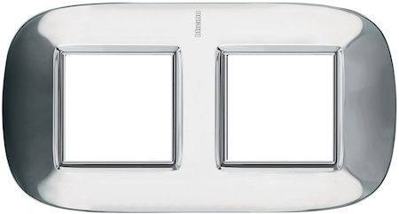 BTicino HB4802/2ACL Axolute декоративные накладки в форме эллипса, сталь, цвет ледяная сталь, на 2+2 модуля