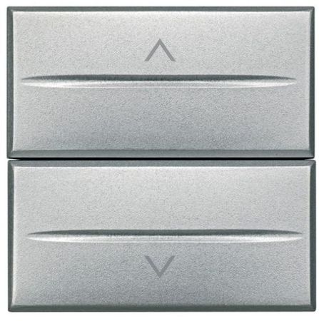 BTicino HC4037/2 Axolute Кнопка двойная с блокировкой 1Р (NO) + 1Р (NO) 10 А 250 В~ – 2 модуля, цвет алюминий