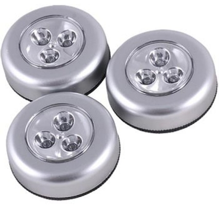 10746 Camelion LED6243 (светильник - стикер 3XR03, 3 шт. в блист, серебро, 3 LED, пласт, блистер)