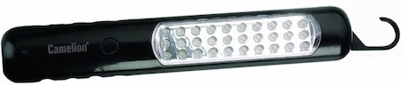 7755 Фонарь (LED*30) ПЛАСТИК. с подвес., аккум.: заряд. от сети/АВТО-прикур. черн. Camelion