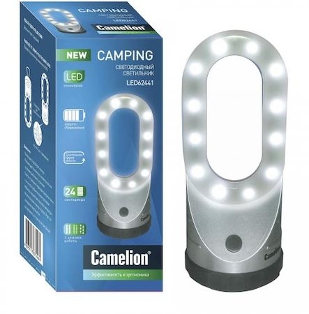 12068 Camelion LED62441  (светильник для кемпинга 4XR03, серебро, 24 LED, магнит, подвес, пласт, кор)