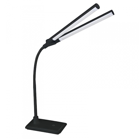 12493 Camelion KD-794  C02 чёрный  LED(Свет-к настол.,10 Вт, 2 плафона, 230В, сенс.вкл-е, 4 ур.ярк,4000К)