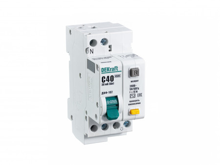 DEKraft 16007DEK АВДТ 1Р+N 40А 30мА тип AC х-ка С ДИФ-102 нов. 4,5кА