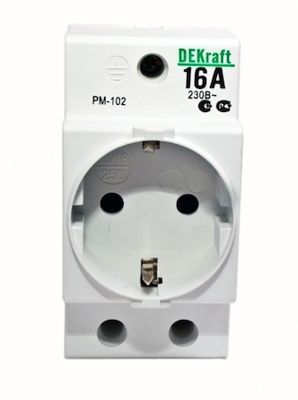 DEKraft 18012DEK Розетка модульная на DIN-рейку 2P+PEN 16A 220В РМ-102
