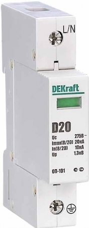 DEKraft 18013DEK Ограничитель перенапряжений 1P 20кА класс D 275В
