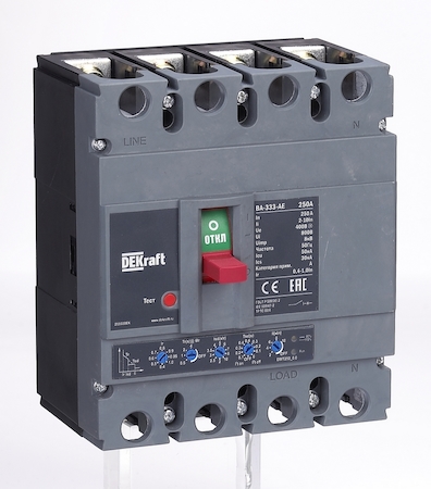 DEKraft 21161DEK Автоматический выключатель 4P 250А c Ir=100А-250А 50кА
