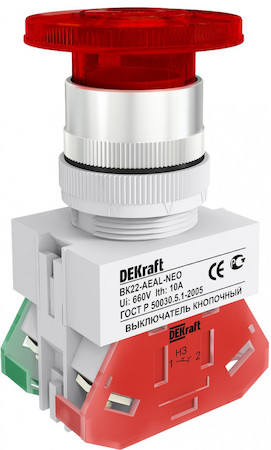 DEKraft 25034DEK Выкл. кноп. грибок с фикс. AEAL ?22 мм Цвет:КРАСНЫ