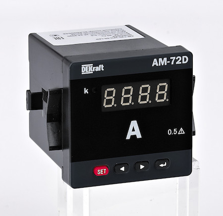 DEKraft 50314DEK Амперметр цифровой 72x72мм трехфазный, вход 1А, выход RS485, LED-дисплей АМ-72D