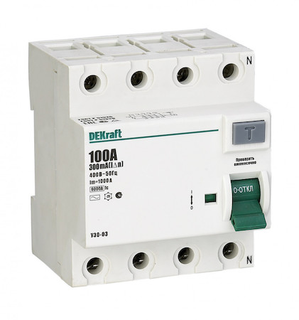 DEKraft 14097DEK ВДТ 4P 100A 300мА тип AC УЗО-03 6кА