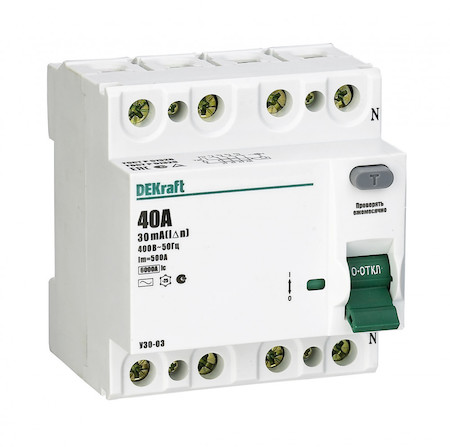 DEKraft 14080DEK ВДТ 4P 40А 30мА тип AC УЗО-03 6кА
