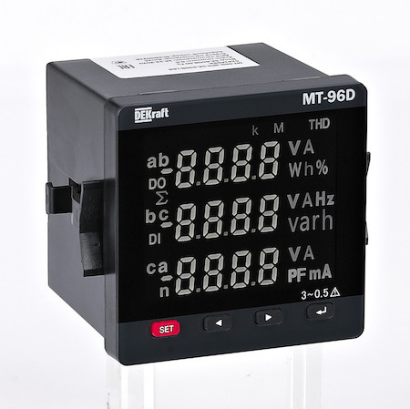 DEKraft 51423DEK Мультиметр цифровой 96х96мм трехфазный, вход 100В 1А, RS485, LED-дисплей МТ-96D