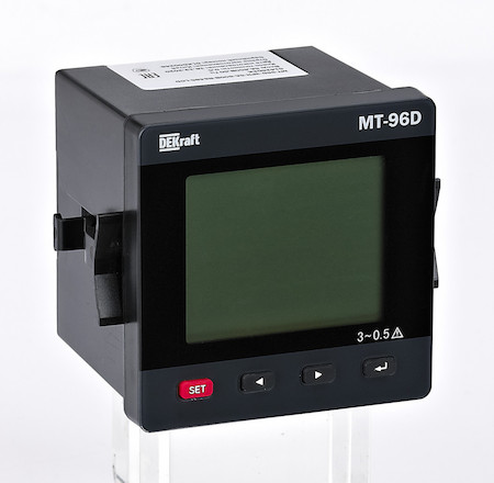 DEKraft 51413DEK Мультиметр цифровой 72х72мм трехфазный, вход 600В 1А, RS485, LCD-дисплей МТ-72D