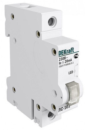 DEKraft 18010DEK Лампа сигнальная на DIN-рейку 1P БЕЛАЯ LED ЛС-101 220В