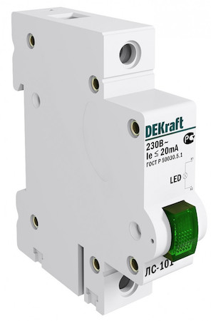 DEKraft 18004DEK Лампа сигнальная на DIN-рейку 1P ЗЕЛЕНАЯ LED ЛС-101 220В