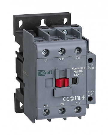 DEKraft 22024DEK Контактор 65А 380В/400В АС3 АС4 1НО+1НЗ КМ-102