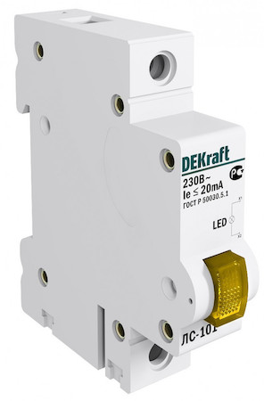 DEKraft 18008DEK Лампа сигнальная на DIN-рейку 1P ЖЕЛТАЯ LED ЛС-101 220В