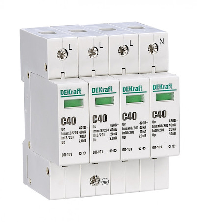 DEKraft 18018DEK Ограничитель перенапряжений 3P+N 40кА класс C 440В