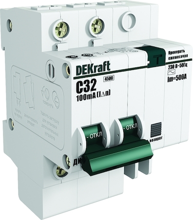 DEKraft 15237DEK АВДТ 1P+N 10А 300мА тип AC х-ка C ДИФ-101 4,5кА