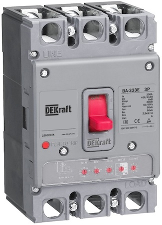 DEKraft 22503DEK Силовой авт. выкл. с электрон. расц. 4P 250А 50кА ВА-333E