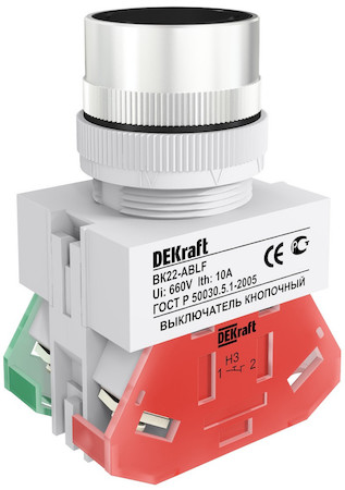 25012DEK Выкл. кноп. ABLF ?22 мм Цвет:ЧЕРНЫЙ 220В ВK-22 DEKraft