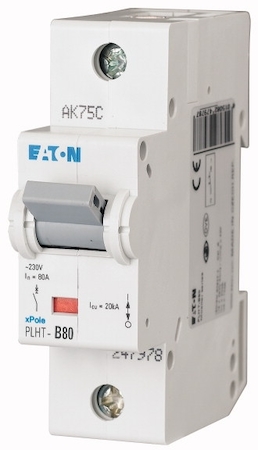 EATON 0000247987 Автоматический выключатель 80А, кривая отключения С, 1 полюс, откл.способность 20кА