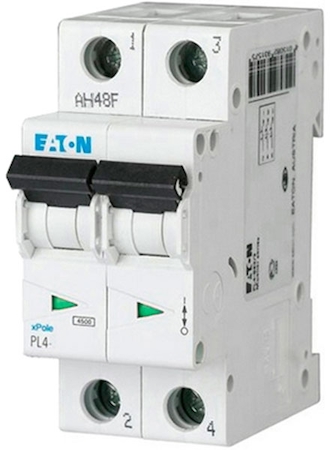 EATON 0000293148 Автоматический выключатель 63А, кривая отключения С, 2 полюса, откл. способность 4,5 кА