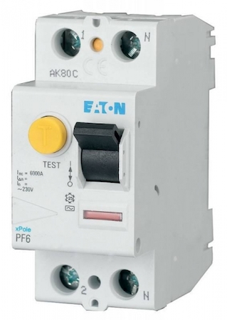 EATON 0000286500 Устр-во защитного отключения 63/0,03А (АС), 2 полюса, устойчивость к импульсному току 250А, устойчивость к КЗ 6 кА