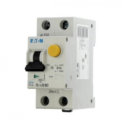 EATON 0000286465 Дифференциальный автоматический выключатель 10/0,03А, кривая отключения С, 1+N полюсов, откл. способность 6 кА