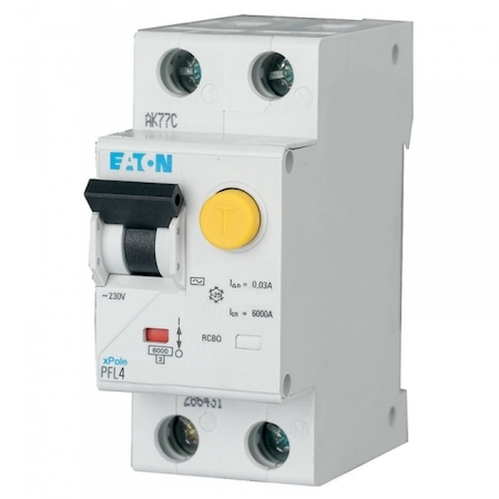 EATON 0000293301 Дифференциальный автоматический выключатель 32/0,03А, кривая отключения С, 1+N полюсов, откл. способность 4,5 кА