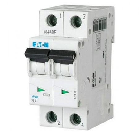 EATON 0000293132 Автоматический выключатель 10А, кривая отключения B, 2 полюс, откл. способность 4,5 кА