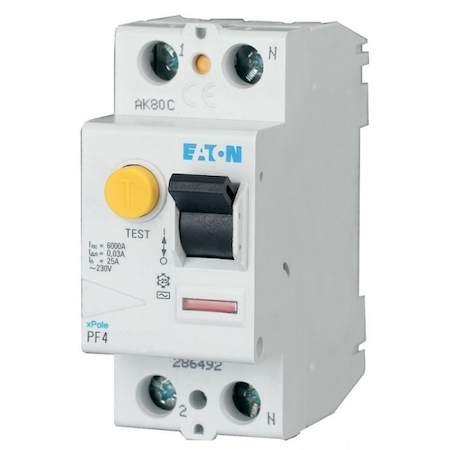 EATON 0000293169 Устр-во защитного отключения 40/0,03А (АС), 2 полюса, устойчивость к импульсному току 250А, устойчивость к КЗ 4.5 кА