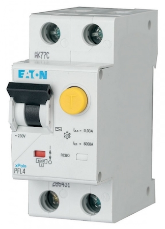 EATON 0000293295 Дифференциальный автоматический выключатель 40/0,03А, кривая отключения В, 1+N полюсов, откл. способность 4,5 кА