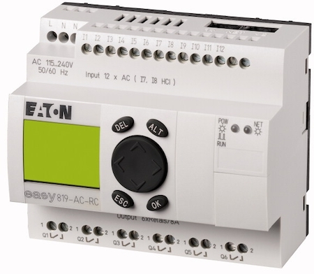 EATON 0000256267 Программируемое реле 100-240V AC, цифровые,  12 DI, 6DO, реле 10А, дисплей+клавиатура, часы реального времени