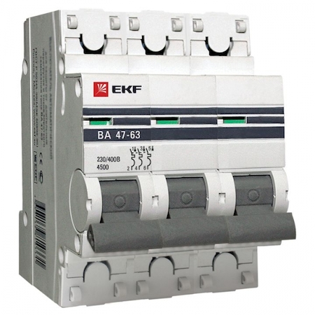 mcb4763-3-63В-pro Автоматический выключатель 3P 63А (В) 4,5kA ВА 47-63 EKF PROxima