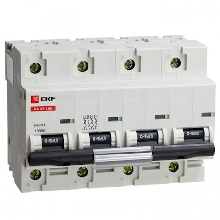 mcb47100-4-40D Автоматический выключатель ВА 47-100, 4P 40А (D) 10kA EKF
