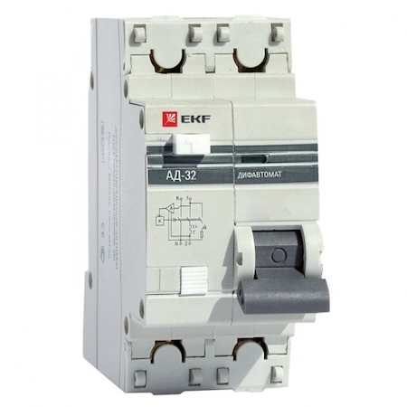 DA32-16-30-PRO Диф. автомат 1P+N 16А 30мА тип АС х-ка C эл. 270В 4,5кА АД-32 EKF