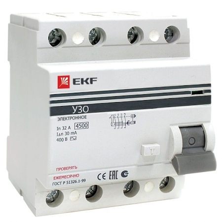 elcb-4-16-30e-pro УЗО 4P 16А 30мА тип АС эл. ВД-100 EKF