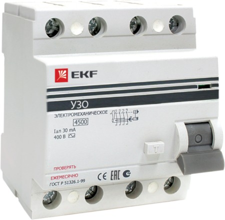 elcb-4-32-30e-pro УЗО 4P 32А 30мА тип АС эл. ВД-100 EKF