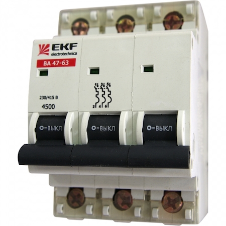 EKF mcb4763-3-10B Автомат 3П 10А х-ка B ВА 47-63 4,5кА ЭКФ