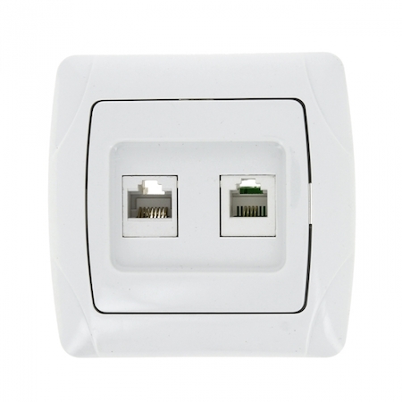 EIK01-135-10 Розетка RJ-45+Phone бел. Мадрид EKF PROxima