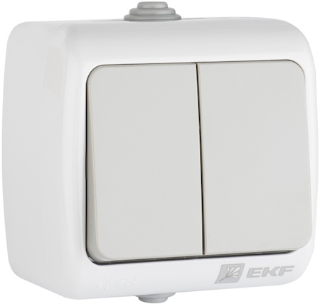EFV10-023-30-54 Мурманск Выключатель 2-клавишный 10А IP54 серый EKF