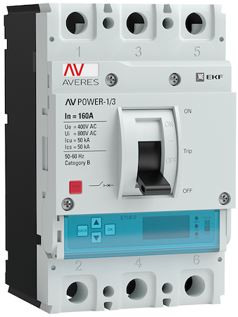 EKF mccb-13-160-6.2-av Автоматический выключатель AV POWER-1/3 160А 50kA ETU6.2