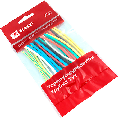 tut-n-2 Термоусаживаемая трубка ТУТ нг 2/1 набор:7 цветов по 3шт. 100мм. EKF PROxima