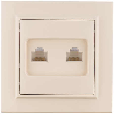 ERK02-035-20 Минск Розетка RJ-45 2-местная СП бежевая EKF