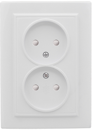 Фото EKF ERR10-102-100 Розетка 2-м СП Минск 10А защ. шторки без заземл. бел. Basic