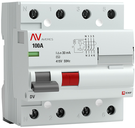 rccb-4-100-30-ac-av Устройство защитного отключения DV 4P 100А/ 30мА (AC) EKF AVERES