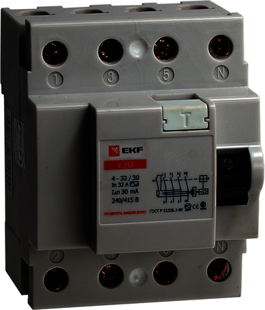 elcb-4-16-10-em Устройство защитного отключения УЗО 4P 16А/10мА (электромеханическое) EKF