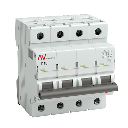 mcb6-4-10D-av Выключатель автоматический AV-6 4P 10A (D) 6kA EKF AVERES