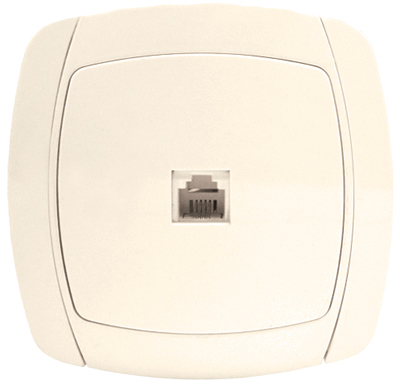 EST01-034-20 Париж Розетка Phone 1-местная бежевая EKF Simple